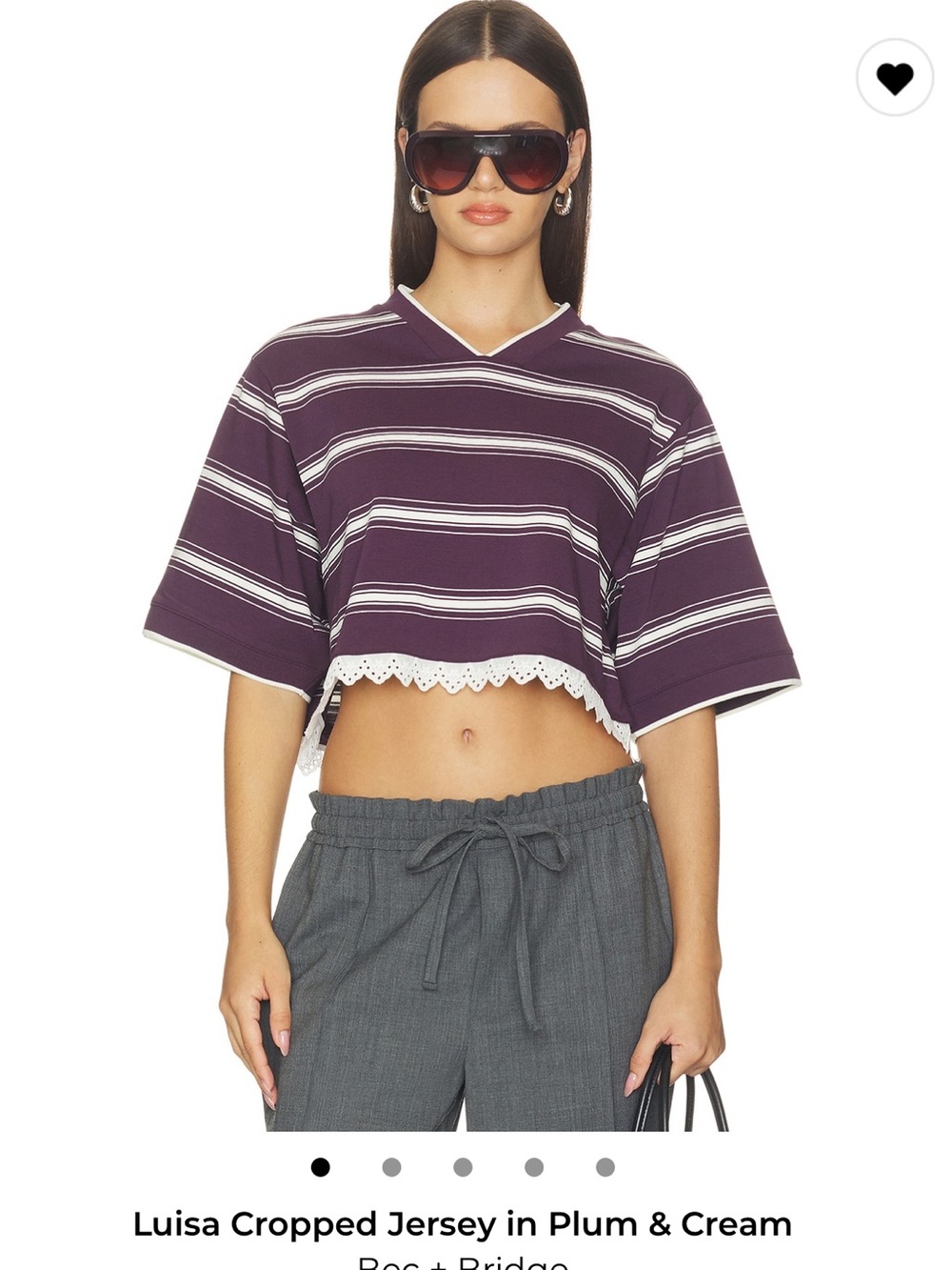 Bec + Bridge Luisa cropped jersey striped in plum and cream! New!